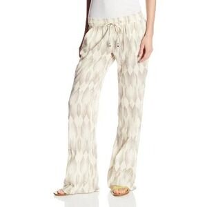 Roxy Pants Juniors S Ivory Brown Gauxy Beach Coverup Sandy Seas Printed Smoked